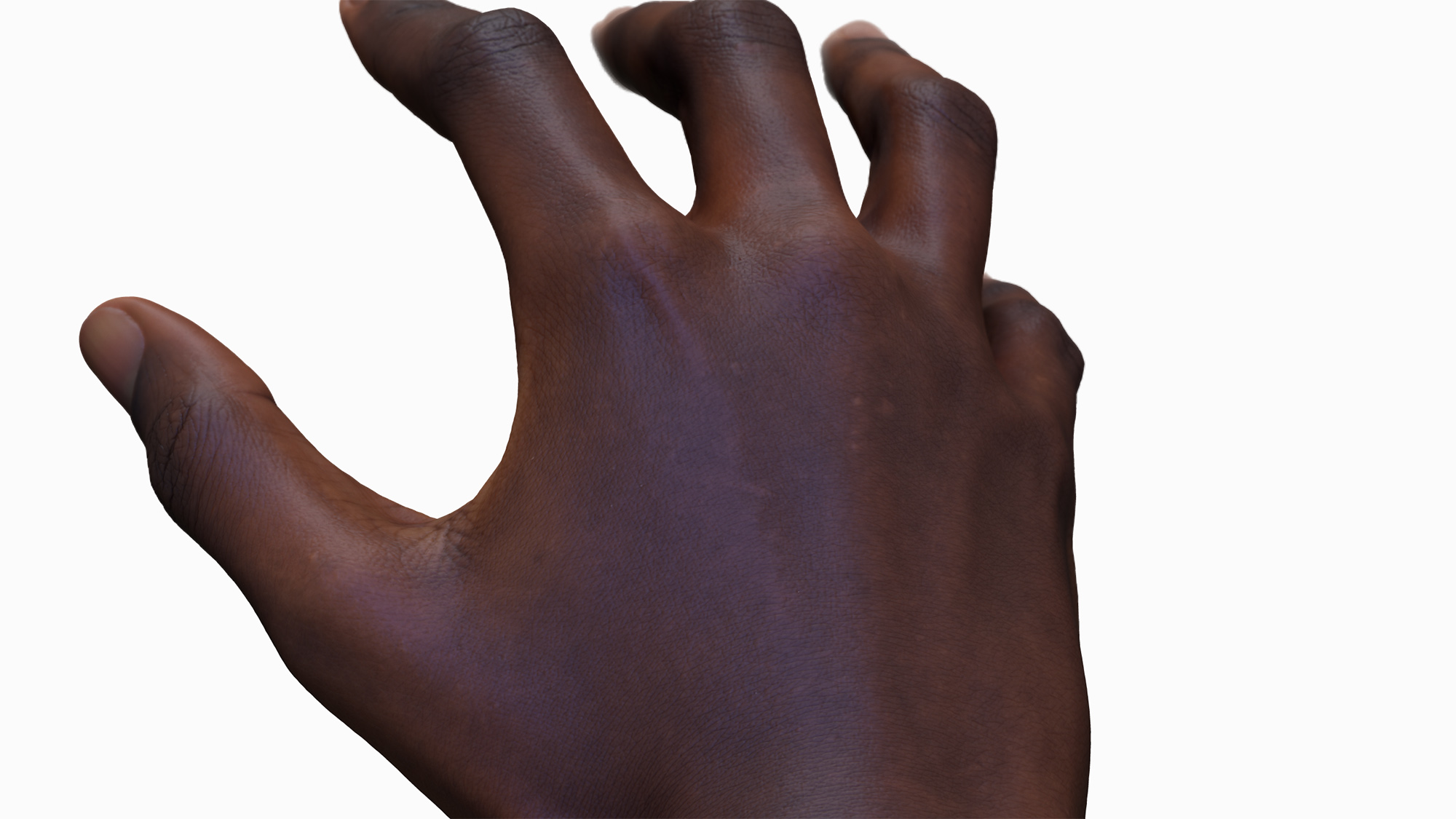 Close Up of a Black Female 2's 3D Hands Model Scan